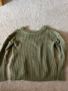 Olive Green Rib-Knit Women's Sweater